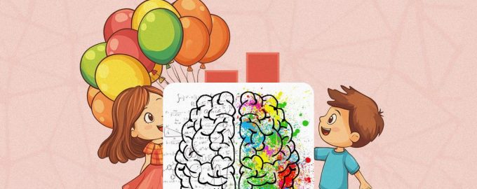 Dítě drží míč, ilustrace testu IQ a vnímání barev pro děti.