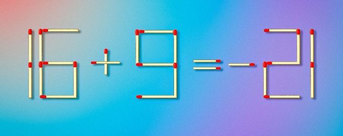 Matematický příklad s čísly 16 + 9 = 2.